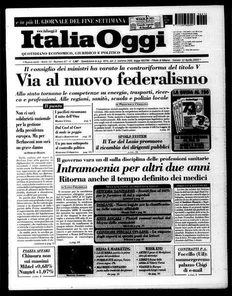 Italia oggi : quotidiano di economia finanza e politica